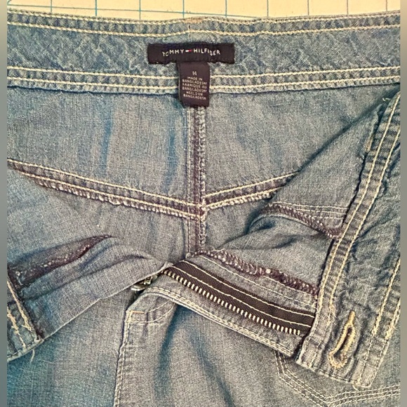 Tommy Hilfiger Chambray clam digger capris with ankle ties sz 14 - Picture 5 of 12